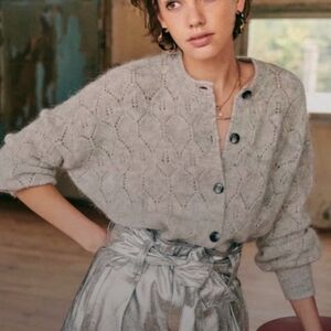 Sezane Phoebe Grey Knit Cardigan